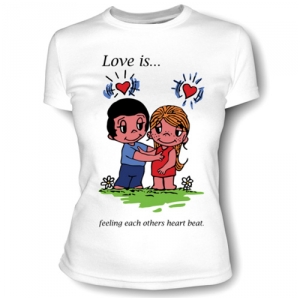 14 февраля, подарки, подарки влюбленным, Футболка женская "Love is" с Вашей надписью
